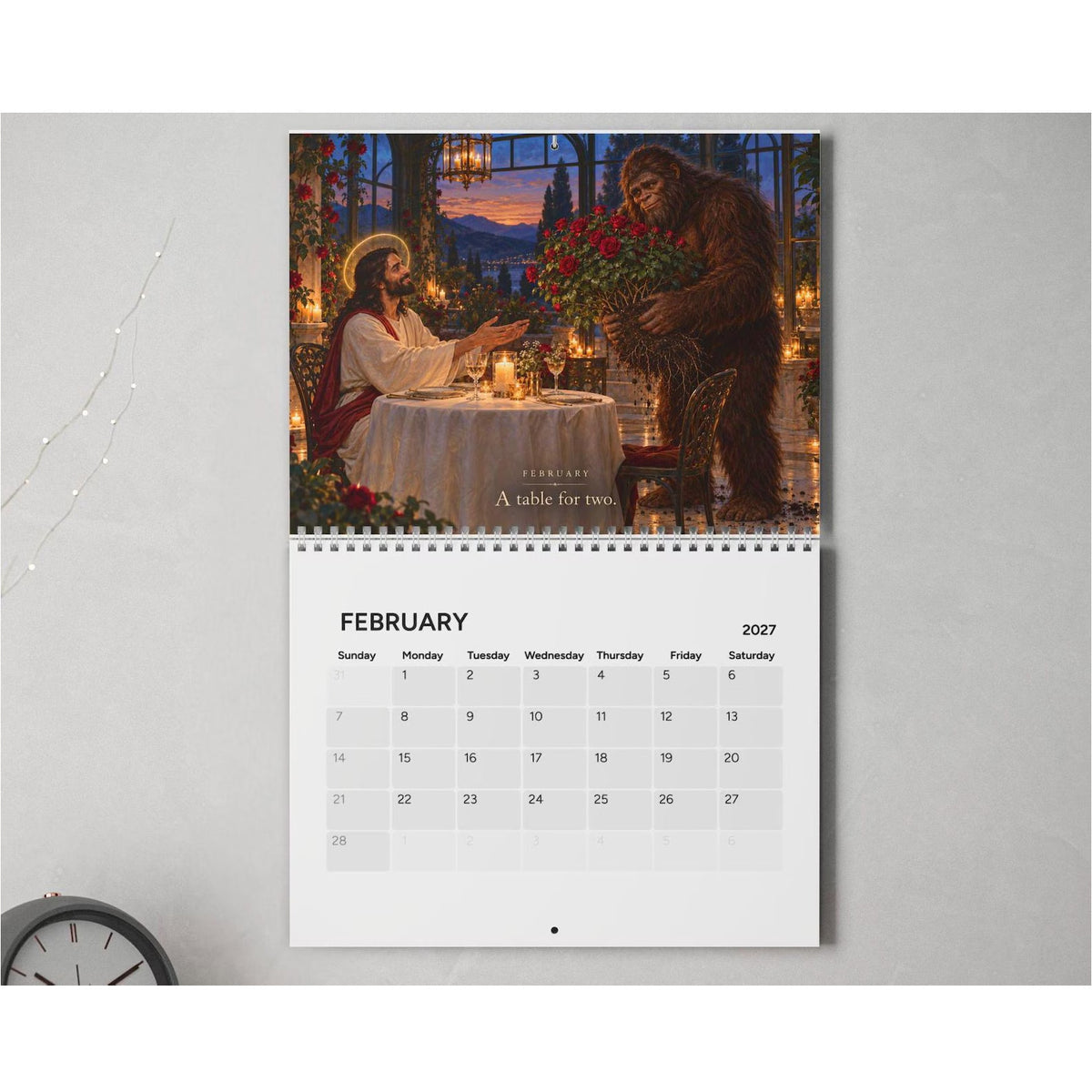 Funny 2027 Jesus & Bigfoot Wall Calendar, Unique White Elephant & Secret Santa Gag Gift 686747 WFD