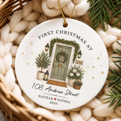 Personalized First Christmas in Our New Home Ceramic Ornament, Custom Front Door New Homeowner Christmas Ornament 686966 WFD