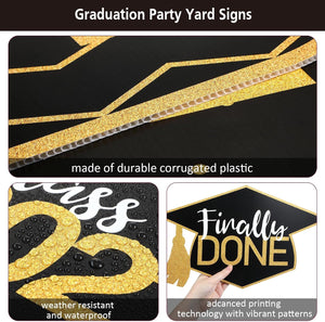 11 Pcs Graduation Yard Sign Decorations Congrats Graduation Lawn Signs 2024 Grad Yard Signs with 23 Stakes for Outdoor Grad Party(Black and Gold, Simple Style)