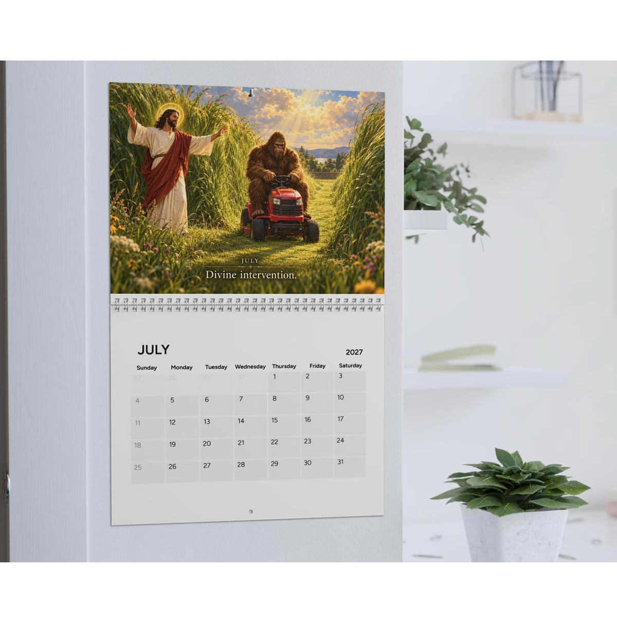 Funny 2027 Jesus & Bigfoot Wall Calendar, Unique White Elephant & Secret Santa Gag Gift 686747 WFD