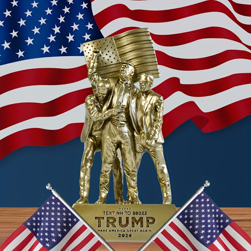 8-inch Trump Assassination Resin Craft Sculpture, Christmas Gift for Trump Supporters and Patriotic Americans