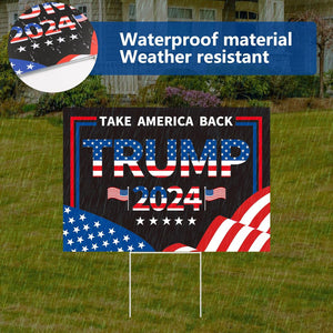 Trump 2024 Yard Sign with Metal H Stakes Double Sided 12" X 17" Trump Take America Back Black Signs Voted for Trump Outdoor Decorations for Indoor Outdoor Lawn, Garden, Window, Party Supplies