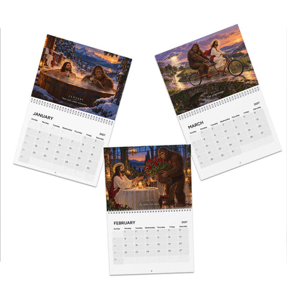 Funny 2027 Jesus & Bigfoot Wall Calendar, Unique White Elephant & Secret Santa Gag Gift 686747 WFD