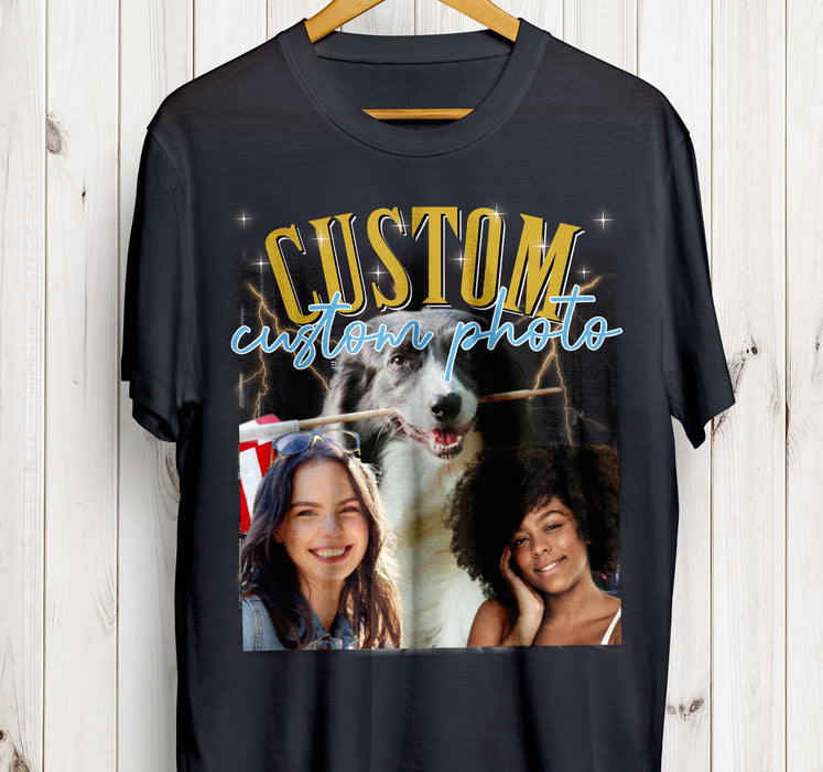 Live Preview Custom Your Own Bootleg Idea, Personalized Vintage Rap Shirt, Custom Christmas Family Photo Shirt, Dad Mom Couple Valentine Shirt C775H