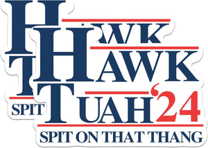 (2 Pack) Hawk Tuah '24 Stickers - Spit on That Thing - Hawk Tush Spit on That Thang Sticker - Funny Viral Girl Meme - 5" on Longest Side - Premium Vinyl - for Cars, Trucks, Laptops - Made in USA