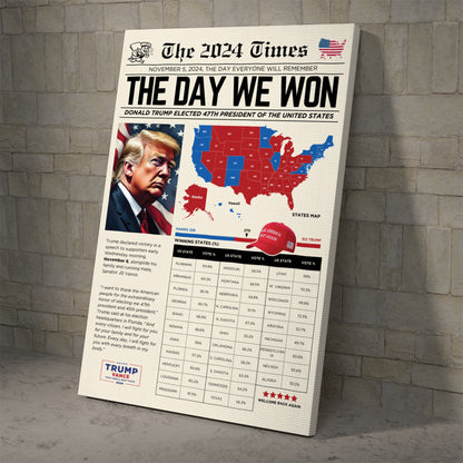 Newspaper US Elections Canvas | President Donald Trump Canvas | Trump Won | US Election 2024 | Make America Great Again 682007 - GOP