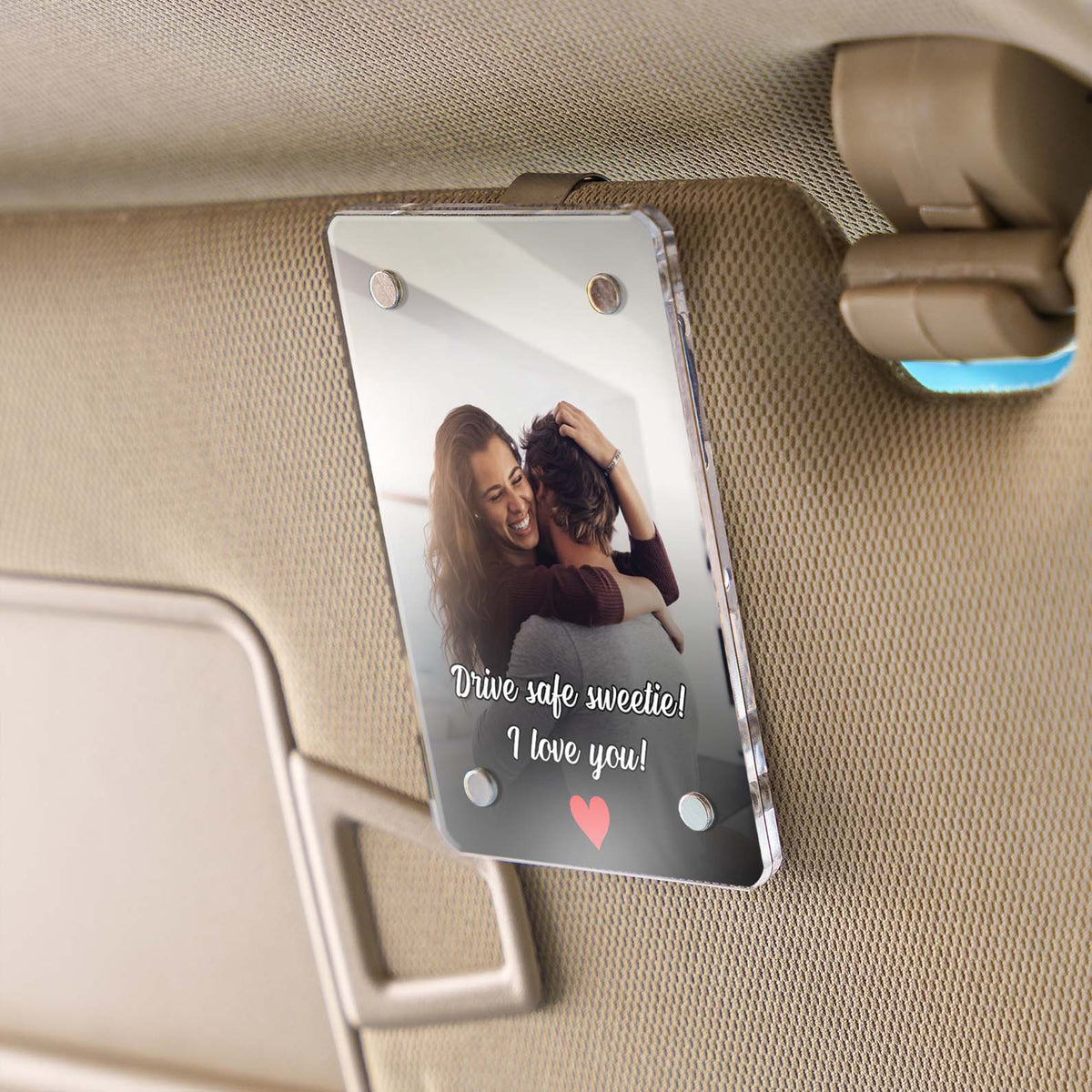 Custom Photo And Text Car Visor Clip | Personalized Gift For Him | Car Photo Frame | Couple Gifts 683293