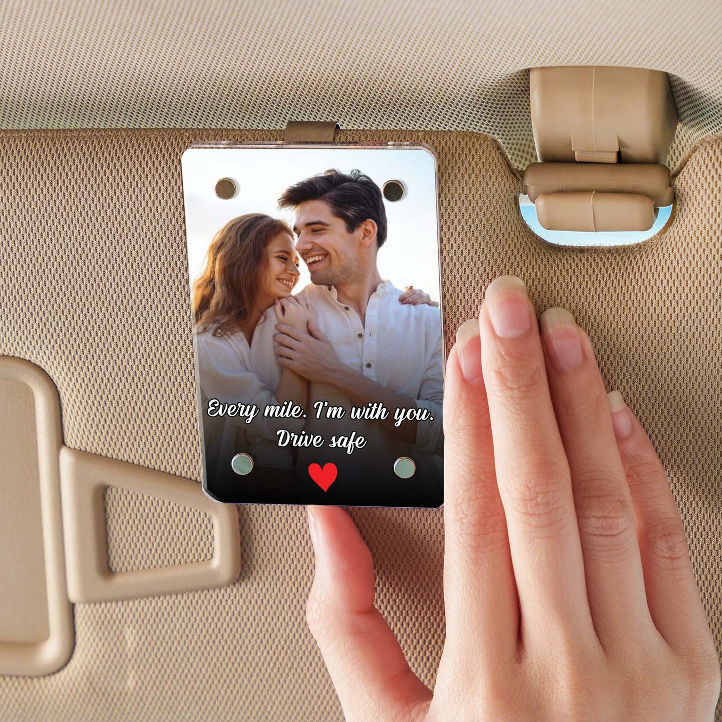 Custom Couple Photo Car Visor Clip | Personalized Gift For Him | Car Photo Frame | Couple Gifts 683292