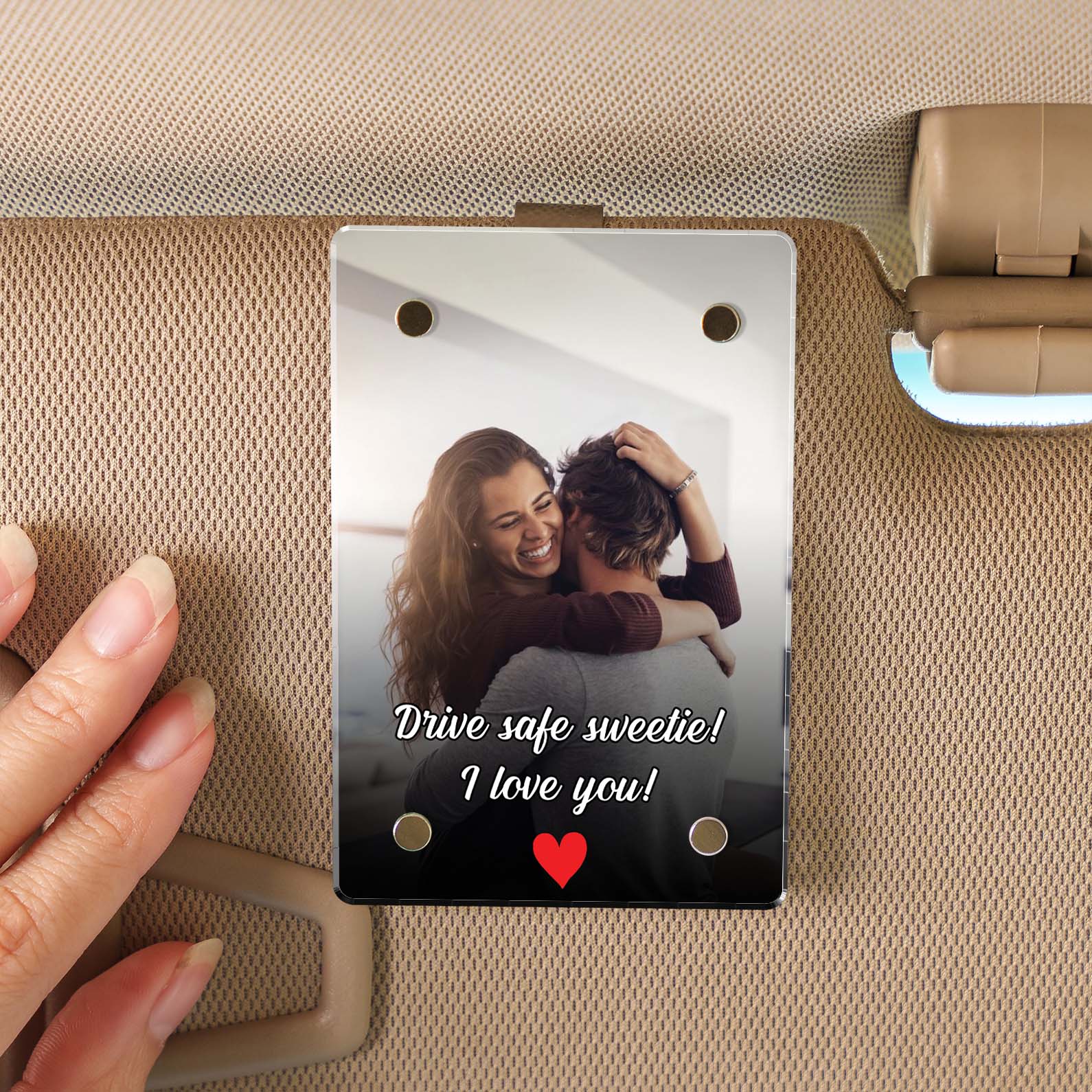Custom Photo And Text Car Visor Clip | Personalized Gift For Him | Car Photo Frame | Couple Gifts 683293