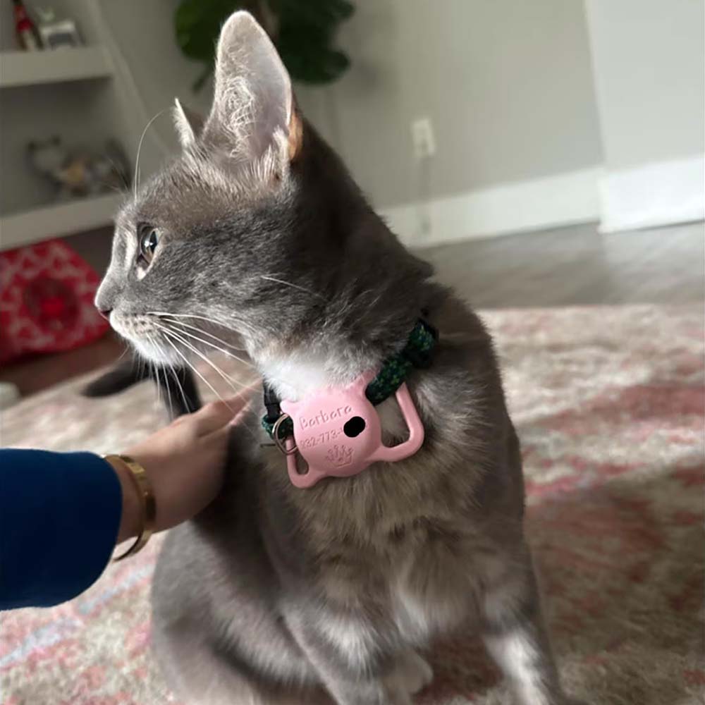Personalized Cat AirTag Collar Holder, Custom Name AirTag Collar Holder, Pet Airtag Case Silicone BX25