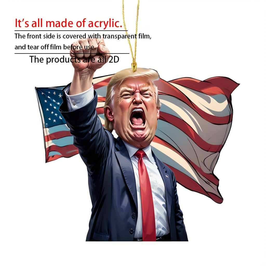 Make America Great Again" Trump Acrylic Ornament - Perfect for Car & Christmas Tree Decor, Collectible Hanging Holiday Accessory, Ideal Gift 681576