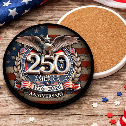250 Years Of America Ceramic Coaster, 250th Anniversary America 1776-2026