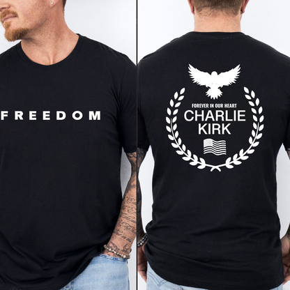 Red Charlie Kirk FREEDOM Shirt | Charlie Kirk Memorial Red Shirt | We Wear Red Charlie Kirk Birthday October 14 | Red Front & Back Shirt 683077