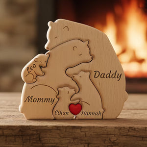Personalized Wooden Bear Family Puzzle | Custom Name Hugging Bear Family Puzzle | Family Keepsake Gift 684500