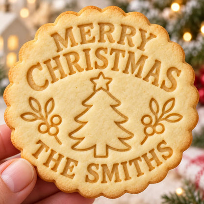 Custom Christmas Cookie Stamp, Personalized Family Name Cookie Cutter for Holiday Baking 686753 WFD