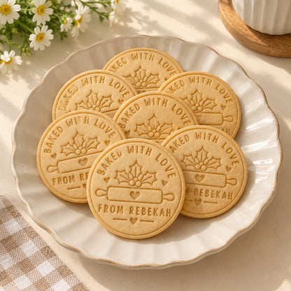 Personalized Cookie Embosser Stamp, Custom "Baked with Love" Name Cookie Cutter 686986 WFD