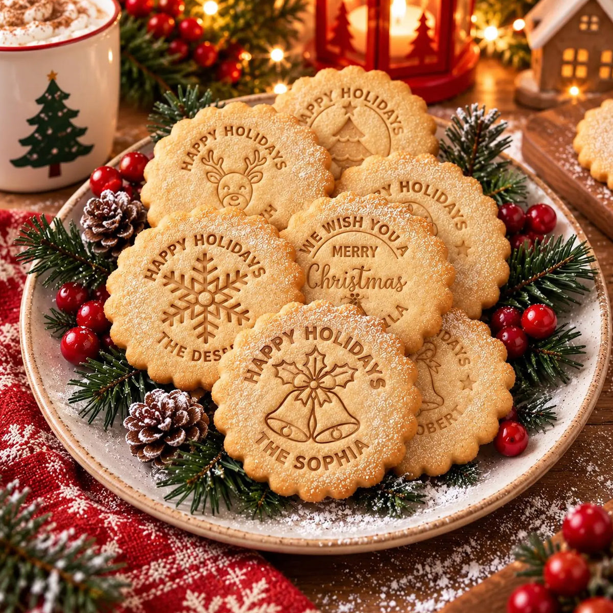 Personalized Christmas Cookie Stamp with Family Name, Custom Xmas Holiday Cookie Cutter & Embosser Stamp 686987 WFD