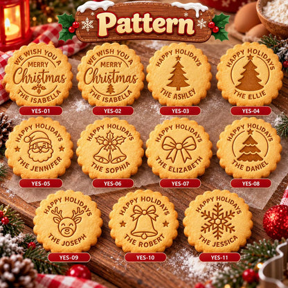 Personalized Christmas Cookie Stamp with Family Name, Custom Xmas Holiday Cookie Cutter & Embosser Stamp 686987 WFD