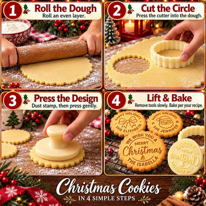 Personalized Christmas Cookie Stamp with Family Name, Custom Xmas Holiday Cookie Cutter & Embosser Stamp 686987 WFD