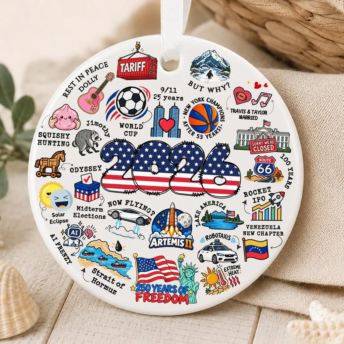 2026 Year in Review Christmas Ceramic Ornament, Political & Historical Year in Review Christmas Decoration 686959 WFD