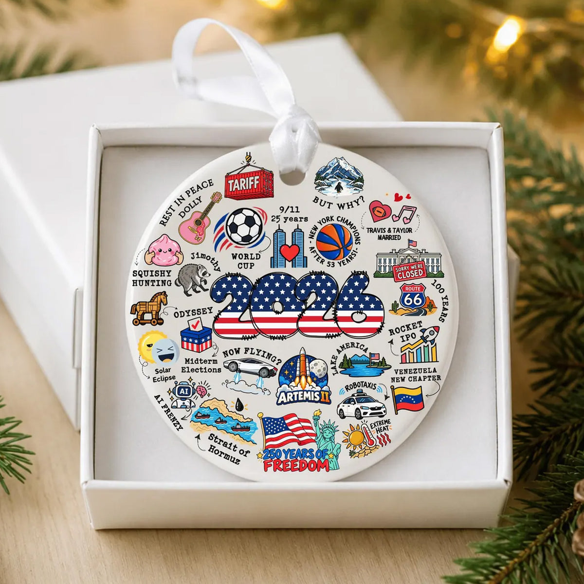 2026 Year in Review Christmas Ceramic Ornament, Political & Historical Year in Review Christmas Decoration 686959 WFD