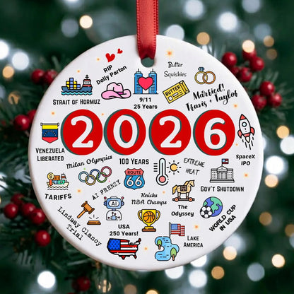 Year In Review Christmas Ornament, 2026 Milestone Ceramic Ornament, Funny Pop Culture Holiday Tree Decor 686958 WFD