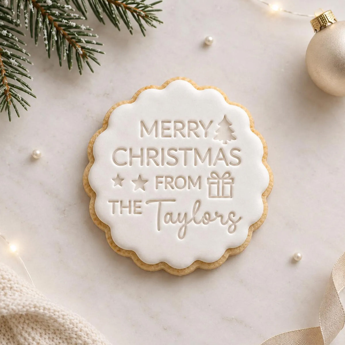 Personalized Merry Christmas Cookie Embosser Stamp, Custom Family Name Cutter, Xmas Party Gift 686773 WFD