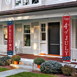 4Th of July Decor - Patriotic Decorations for Independence Day - Happy 4Th of JULY and Let Freedom Ring Hanging Flags Bunting Banners Door Porch Sign - Fourth of July Party Supplies