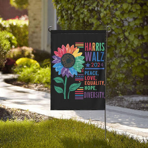 Harris Waltz 2024 Lgbt Garden  12X18 Kamala Harris Walz 2024 Peace Love Equality Hope Diversity Yard  Harris Walz 2024 House  Yard Sign No stand Double Sided