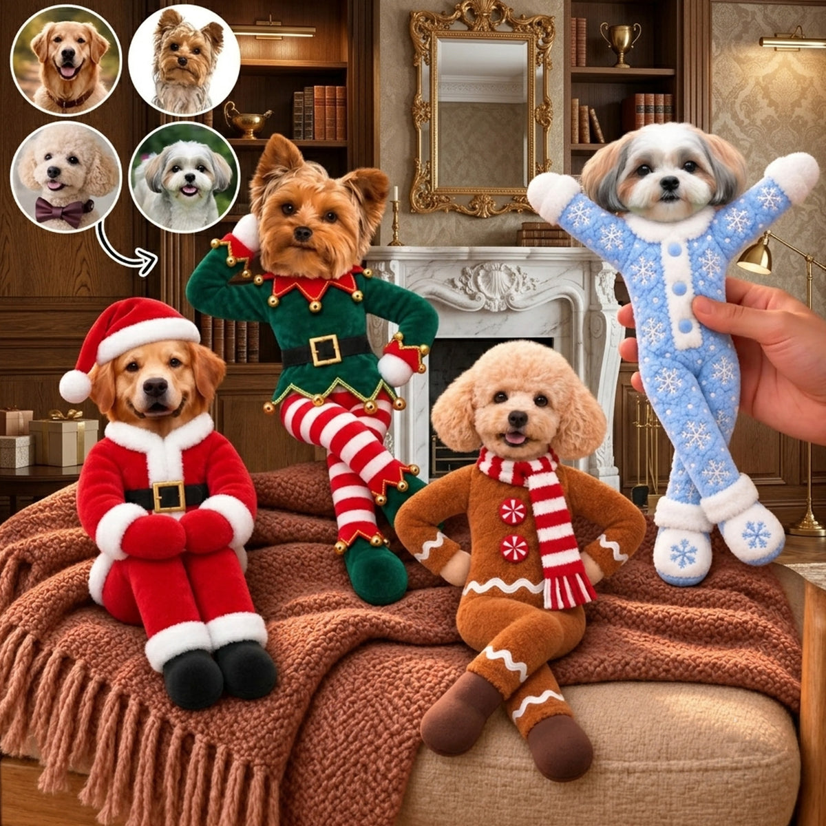 Custom Dog Photo Poseable Plush Doll, Personalized Christmas Dog Plushies, Unique Dog Mom Christmas Gift 686788 WFD