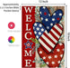 4Th of July Patriotic Welcome Garden Flag 12X18 Inch Double Sided USA Flag Hearts Blue Red Memorial Day Independence Day outside Yard Party Decoration