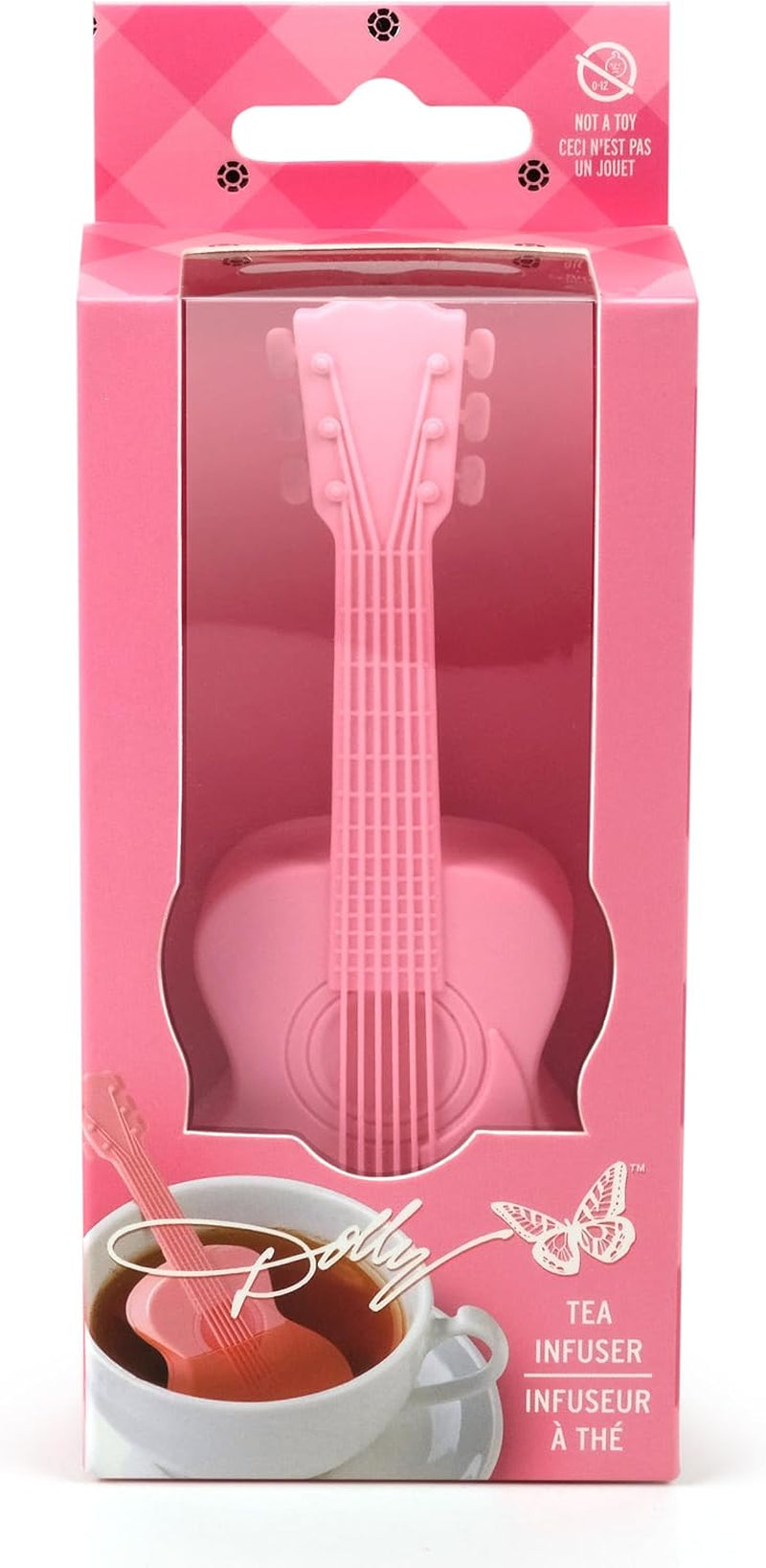 Pink Guitar Tea Infuser, Bpa-Free Silicone Loose Leaf Steeping Tool with Signature Dolly Logo