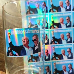 50Pcs Trump Shot Holographic Sticker with God Bless America for Cup Computer DIY Labels Fight Stickers Make America Great Again