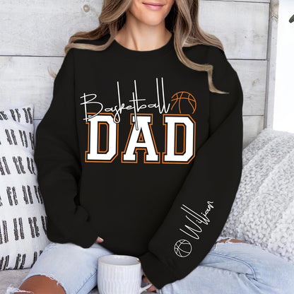 Personalized Basketball Dad Sweatshirt | Custom Name Dad Front & Left Sleeve Sweatshirt | Father’s Day Gift 684320