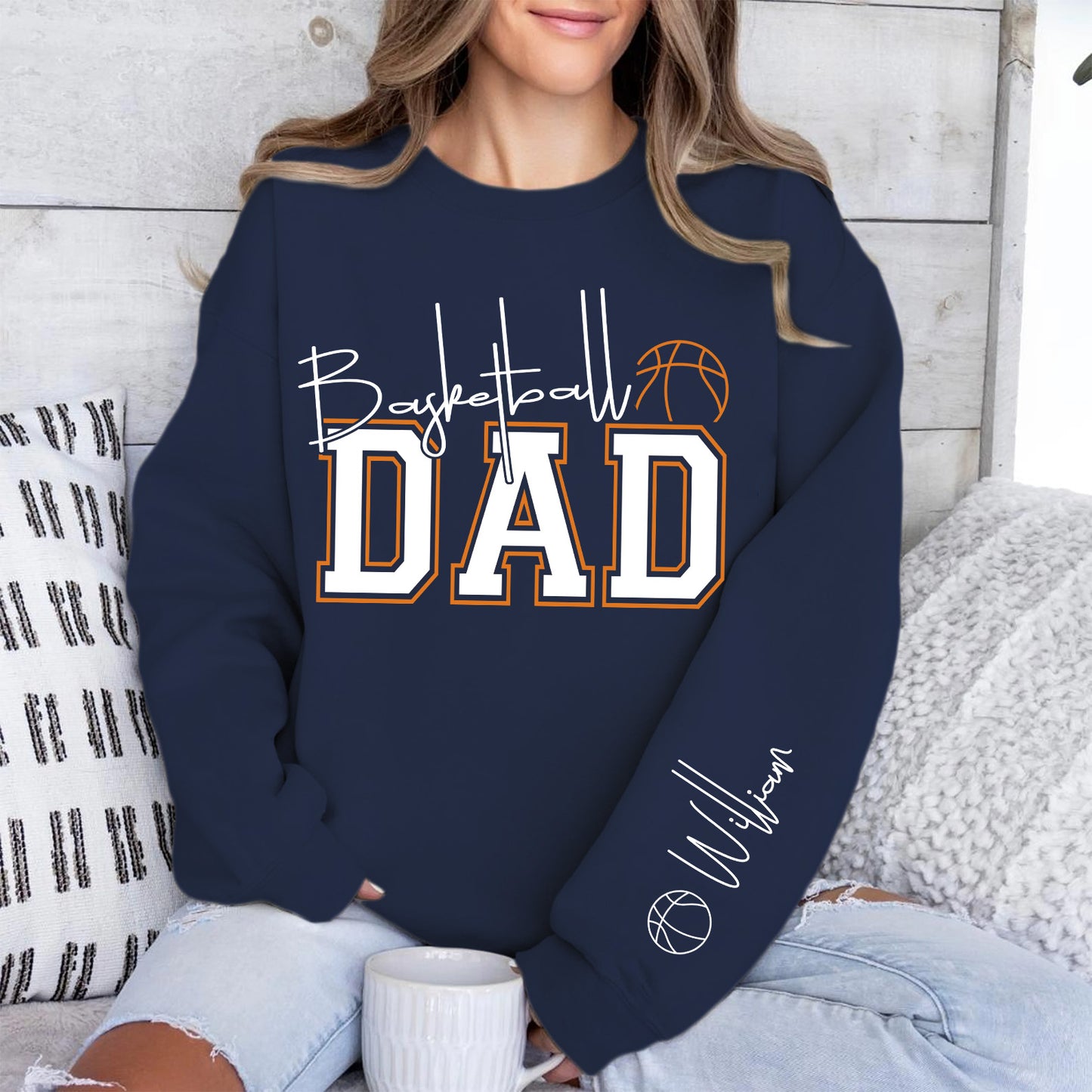 Personalized Basketball Mom Sweatshirt | Custom Name Mom Front & Left Sleeve Sweatshirt | Mother’s Day Gift 684320