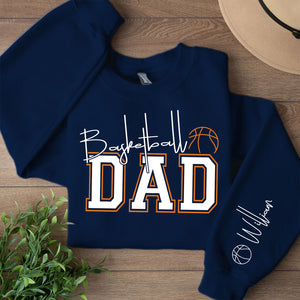 Personalized Basketball Dad Sweatshirt | Custom Name Dad Front & Left Sleeve Sweatshirt | Father’s Day Gift 684320