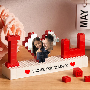Custom Photo Daddy Building Brick Blocks | I Love You Daddy Puzzle Heart Shaped Picture | Father’s Day Gifts 684332