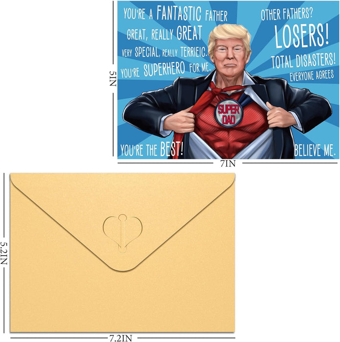 Trump Fathers Day Card - Super Dad Fathers Day Card, Funny Fathers Day Card from Daughter Son, Best Fathers Day Gifts for Dad, Cool Fathers Day Gifts Trump, Trump Birthday Card