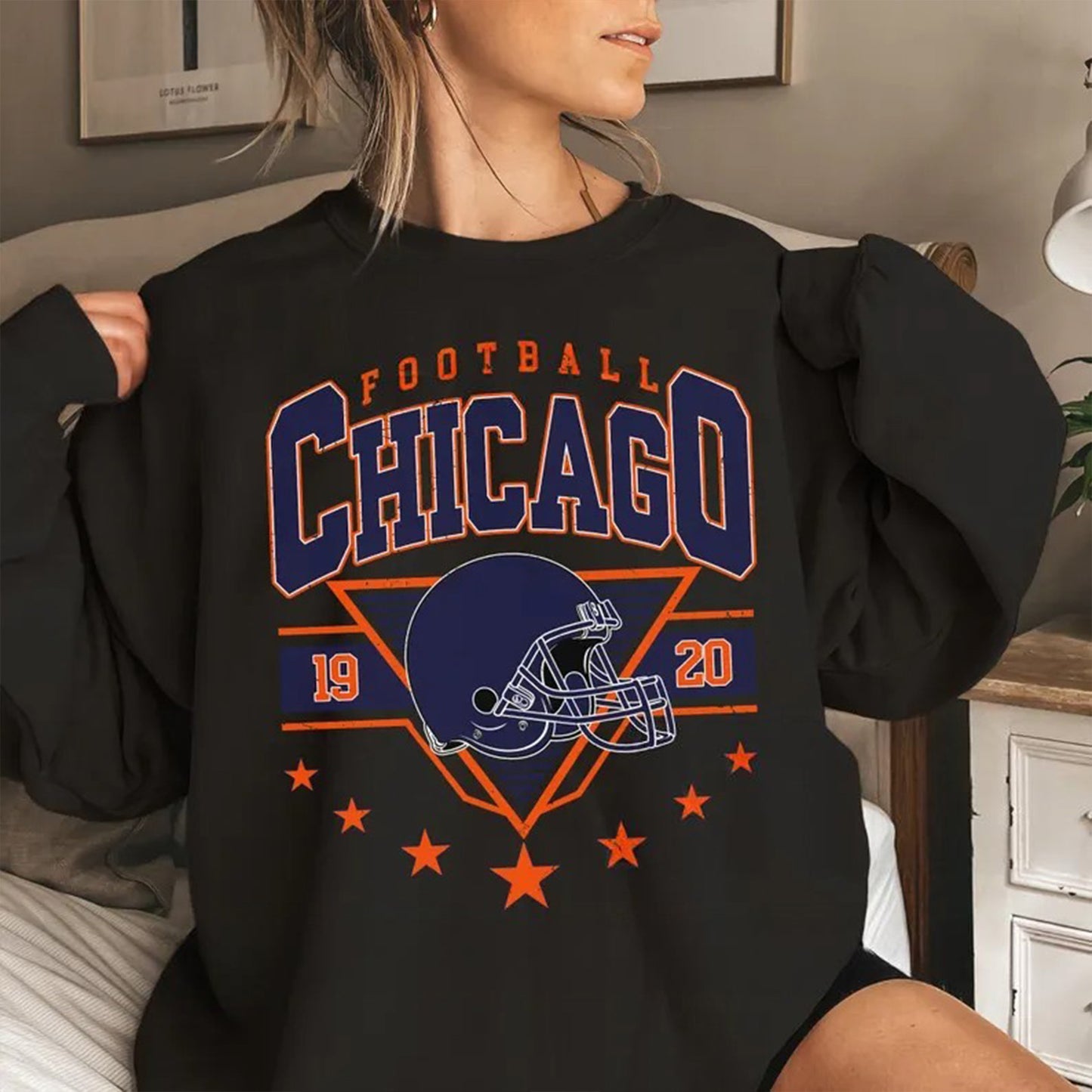 Chicago Football Vintage Dark Shirt, Retro Chicago Bear Football Tee, Chicago Bear Fan Gift 684151
