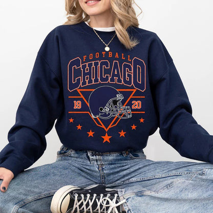 Chicago Football Vintage Dark Shirt, Retro Chicago Bear Football Tee, Chicago Bear Fan Gift 684151