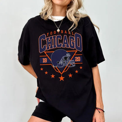 Chicago Football Vintage Dark Shirt, Retro Chicago Bear Football Tee, Chicago Bear Fan Gift 684151