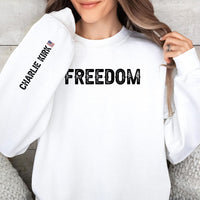 Freedom Charlie Kirk Memorial Sweatshirt | Charlie Kirk Sleeve Right Print Tribute Sweater 682958