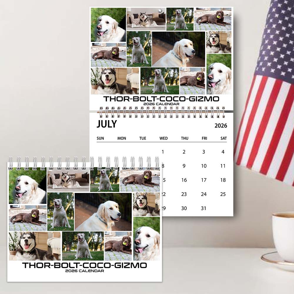 Pet Photo Collage Wall Calendar 2026 | Personalized Photo Wall Calendar 2026 | Custom Photo Calendar | Gift For Pet Lovers 683129