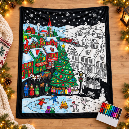 Christmas Coloring Blanket for Kids, Reusable Holiday Activity Blanket, Christmas Gift for Boys Girls 686575 WFD