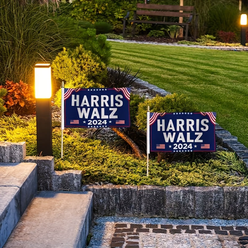 12pcs Kamala Harris Waltz 2024 Mini Flags - Durable Polyester, Perfect for Indoor & Outdoor Decorations