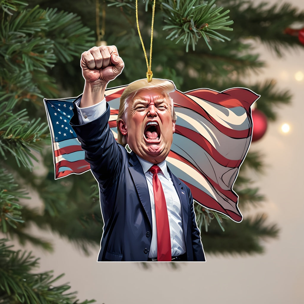 Make America Great Again" Trump Acrylic Ornament - Perfect for Car & Christmas Tree Decor, Collectible Hanging Holiday Accessory, Ideal Gift 681576