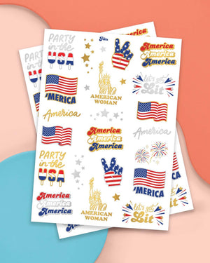 Fourth of July Decorations Tattoos - 34 Styles | Red White and Blue Party Supplies, 4Th of July, USA Flag, Memorial Day, Independence Day, Labor Day