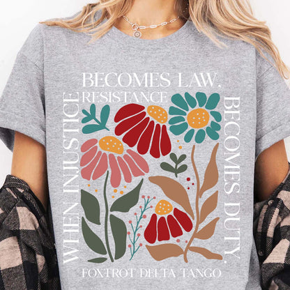 When Injustice Becomes Law Shirt – Subtle 8647 Anti Trump FDT Foxtrot Delta Tee, Funny Anti MAGA, Political Protest Dark Shirt 682205