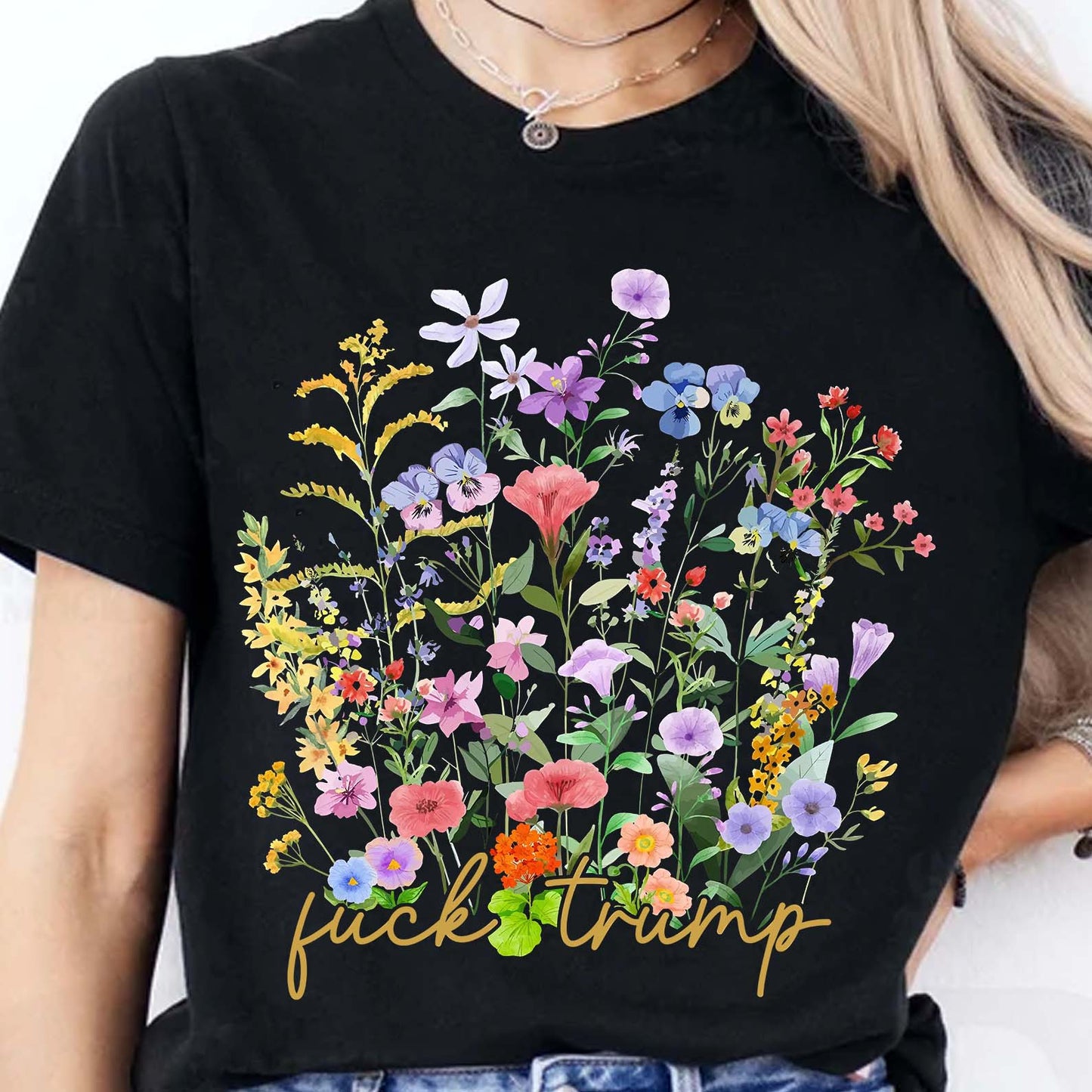 Subtle Fuck Trump Shirt - Ditsy Floral 8647 Anti Trump Tee, Democrat & Anti Republican Parody Shirt 682195