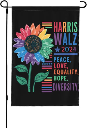 Harris Waltz 2024 Lgbt Garden  12X18 Kamala Harris Walz 2024 Peace Love Equality Hope Diversity Yard  Harris Walz 2024 House  Yard Sign No stand Double Sided